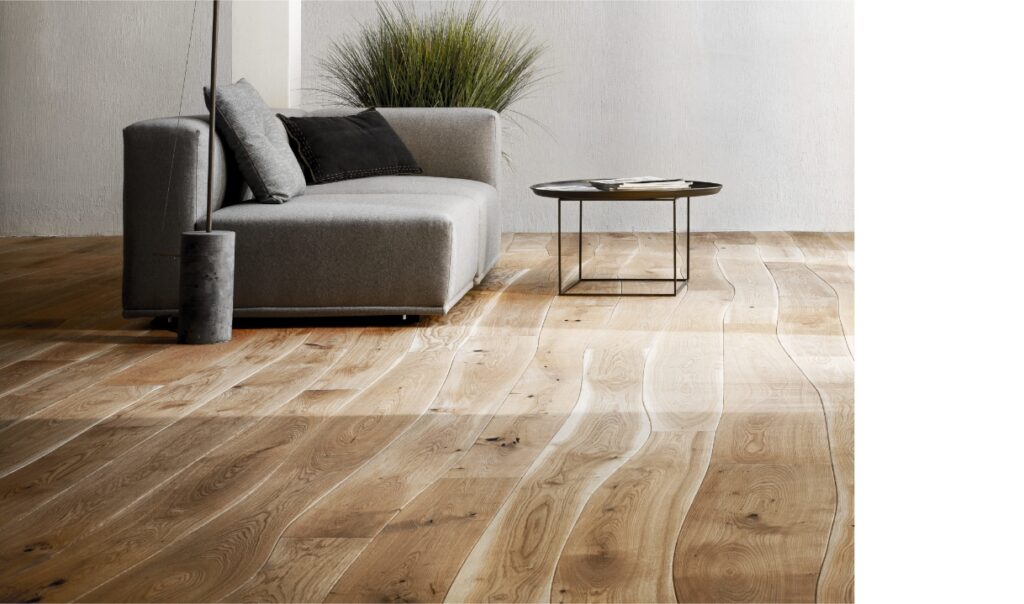 Boomstam vloer organische vormen hout parket